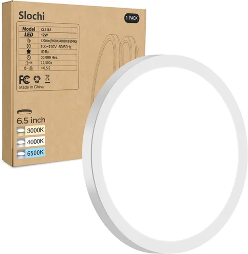 Vista 21 de Paquete de 2 lámparas LED de techo empotradas, 3000K-4000K-6500K y equivalente a 100W, lámpara de techo empotrada moderna para cocina de 15W