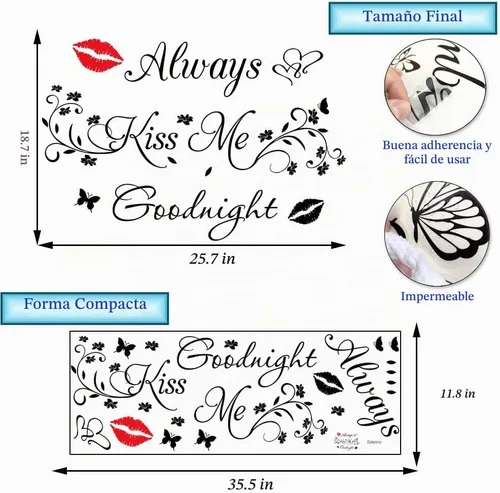 Vista 7 de Aeways Kiss Me Goodnight - Calcomanías de pared para decoración del hogar