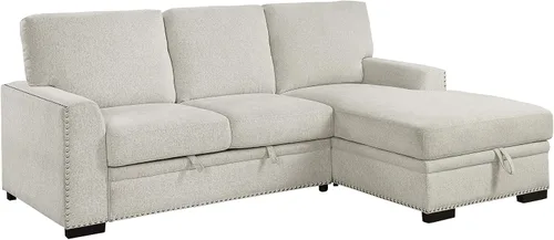 Vista 5 de Lexicon Sofá cama seccional moderno de mediados de siglo con diván de almacenamiento, sofá seccional extraíble, sofá seccional para sala de estar