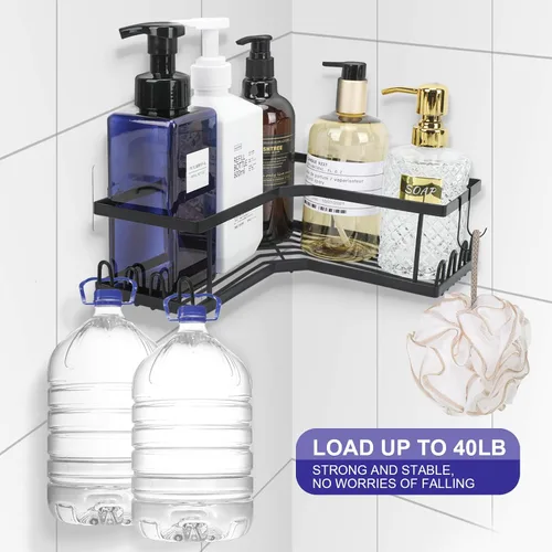 Vista 5 de Organizador de ducha esquinero, estantes de baño adhesivos colgantes, organizadores de baño y almacenamiento para ducha interior, accesorios