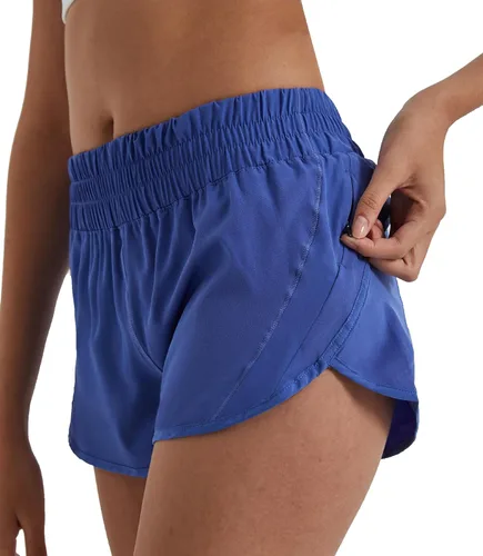 Vista 2 de Pantalones cortos de correr para mujer, de secado rápido, para entrenamiento, deportes, correr, con bolsillos elásticos y con cierre