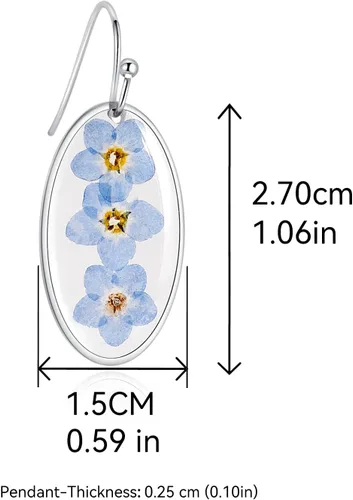 Vista 23 de Pressed Flower Earrings,Handmade Forget-Me-Not and Queen Anne's Lace Wildflower Earrings,Unique Resin Dried Flower,Perfect for Parties