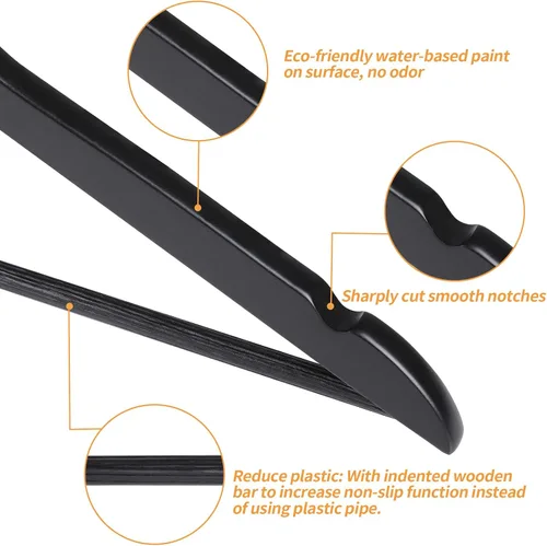 Vista 3 de Amazon Basics Perchas de madera para trajes, paquete de 30, color negro