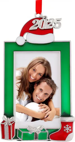 Vista 9 de FKOG 2025 Adornos de Árbol de Navidad con Marco de Fotos, Adornos Colgantes de Árbol de Navidad para Familia, Personas Mayores, Deportes, Escuela