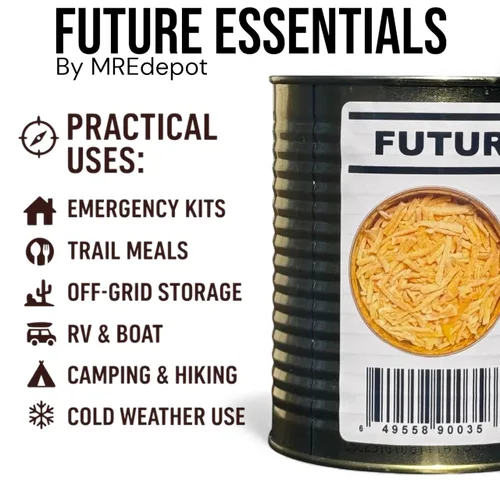 Vista 3 de Future Essentials Queso cheddar afilado liofilizado - Lata #2.5 - Suministro de alimentos de emergencia - Vida útil de 25 años - Fabricado