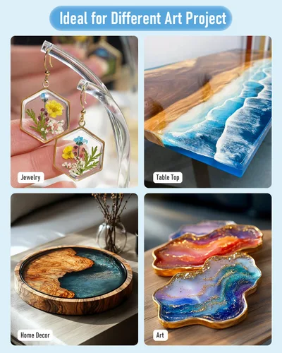 Vista 7 de Nicpro Kit de resina epoxi transparente de 1 galón/128 onzas, suministros de resina sin burbujas y alto brillo para revestimiento de arte