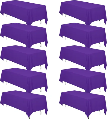 Vista 28 de BRILLMAX - Manteles para mesa rectangular de 6 pies, tela de lino de poliéster, lavable, para boda, recepción, banquete, fiesta de cumpleaños, 60 x