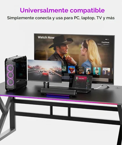 Vista 3 de Altavoces de computadora para PC de escritorio, barra de sonido de PC para juegos, Plug and Play, alimentación USB con audio de 0.138 in
