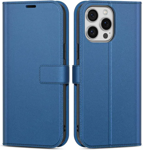 Vista 21 de oakxco Funda tipo cartera para iPhone SE 2022/2020/8/7 con soporte para tarjeta de crédito, funda magnética RFID delgada tipo libro con tapa