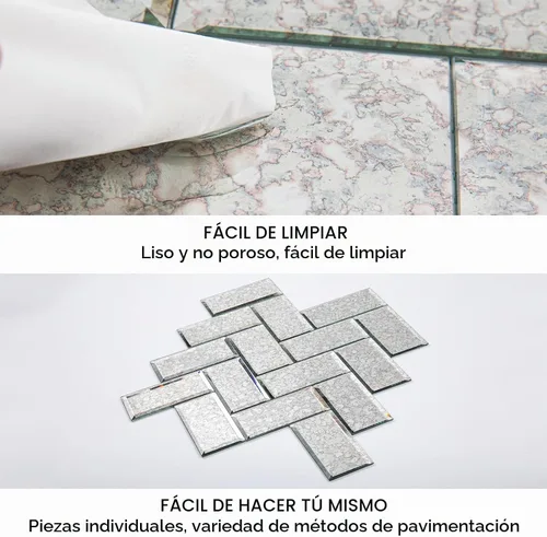Vista 8 de Azulejos de Espejo Antiguo Biselado Autoadhesivos Estilo Metro de 3 x 6 Pulgadas para Salpicaduras de Cocina y Pared del Baño (40 Piezas)
