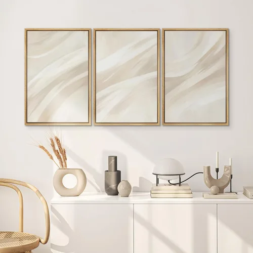 Vista 216 de SIGNWIN Lienzo enmarcado para pared, juego de arte neutro de bosque brumoso, ilustraciones en tono tierra, arte moderno, decorativo, bohemio
