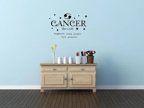 Vista 2 de Cáncer, el cangrejo, horóscopo del zodiaco, vinilo para pared, decoración del hogar, refranes