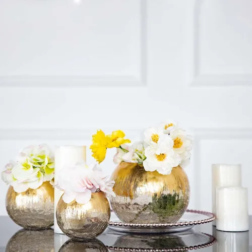 Vista 9 de Efavormart - Florero de cristal agrietado dorado de 4.5 pulgadas, florero de burbujas