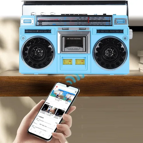 Vista 6 de Reproductor de cinta de casete portátil - Reproductor de casete retro, FM MW SW1 SW2 Radio estéreo, grabadora de reproductor de cinta de casete