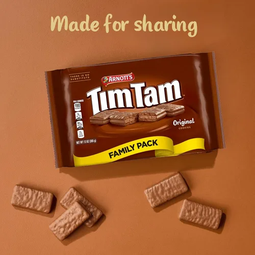 Vista 4 de Arnott's Tim Tam - Galletas de chocolate con leche, sabor original, paquete familiar de 12.9 onzas, auténticas importadas