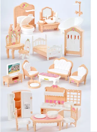 Vista 11 de 35 piezas de set de accesorios para muebles de casa de muñecas en miniatura, muebles pequeños para casa de muñecas, muebles en miniatura para casa