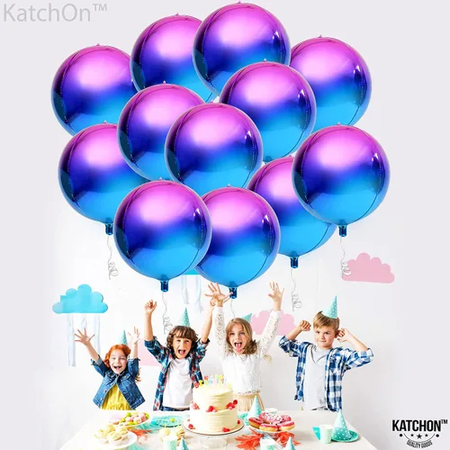 Vista 9 de KatchOn, Globos grandes de Mylar plateados, 22 pulgadas, paquete de 24 unidades, globos metálicos morados para fiesta de galaxia, globos esféricos