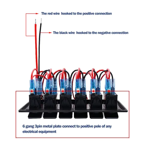 Vista 4 de Panel de interruptor basculante de 4/6/8 Gang pre cableado, impermeable, interruptor de encendido y apagado, 12 V 24 V con fusible, interruptor