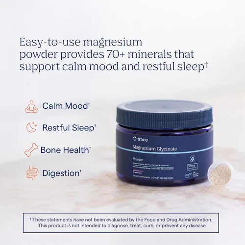 Vista 2 de Trace Minerals Polvo de Glicinato de Magnesio - Polvo de Magnesio Diario para Apoyo del Sueño - Bebida Tranquilizante para Dormir - Natural y Suave