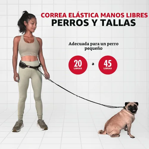 Vista 2 de Tuff Pupper Correa de perro resistente manos libres Un perro pequeño/mediano de hasta 45 libras Cómodo elástico absorbente de golpes Asas