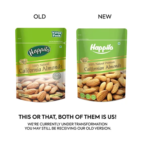 Vista 3 de Happilo Almendras de California 100% naturales premium bolsa de 2.2 lbs Badam Giri Premium Alto en fibra y aumenta la inmunidad Nueces reales