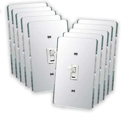 Vista 12 de 10 placas para interruptor de luz de espejo, salida de doble orificio de 4.72 x 2.91 pulgadas, cubierta de luz de interruptor, placas de pared