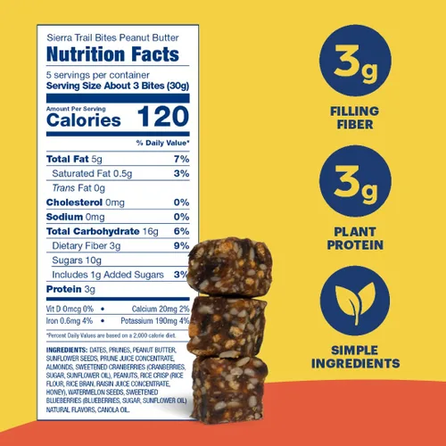 Vista 2 de Sunsweet Sierra Trail Bites Snack Pack – Fruit & Nut Trail Mix Bites – 0.11 onzas de proteína a base de plantas, impulso de energía natural