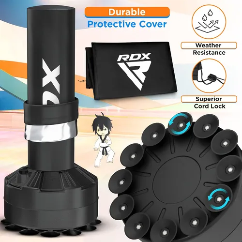 Vista 6 de RDX Saco de boxeo independiente para niños con guantes y funda, saco de boxeo junior de 4 pies con soporte para kickboxing, boxeo, artes marciales