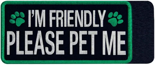 Vista 5 de TailWag Planet Service Dog I'm Friendly Please Pet Me Parche Bordado Chaleco/Arneses Insignia de Gancho y Bucle Emblema
