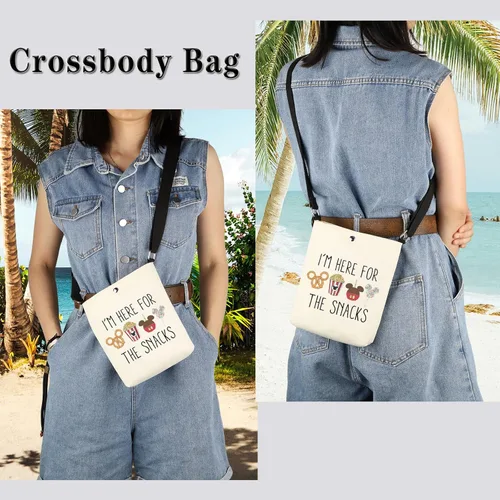 Vista 4 de GJTIM Regalo para amantes de los aperitivos, regalo de vacaciones para la familia, bolsa de viaje I'm Here For The Snacks Crossbody Bag