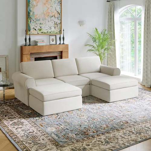 Vista 39 de Novilla Sofá modular de 108 pulgadas, sofás modulares modulares para sala de estar y dormitorio, funda extraíble de chenilla, sofá nube con soporte