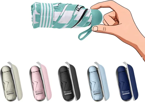 Vista 25 de BAODINI Mini paraguas de viaje con protección solar UV, tamaño compacto de 1 paquete azul oscuro