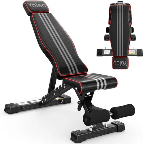 Vista 9 de YOLEO Adjustable Weight Bench for Home Gym, ASTM-Certified 827LBS, 98% Pre-Assembled, Foldable Gym Bench with 84 Positions Incline Decline Flat