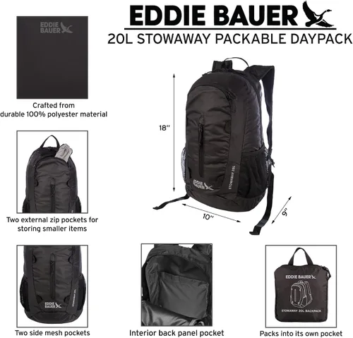 Vista 2 de Eddie Bauer Stowaway Mochila plegable - Granate, 20L