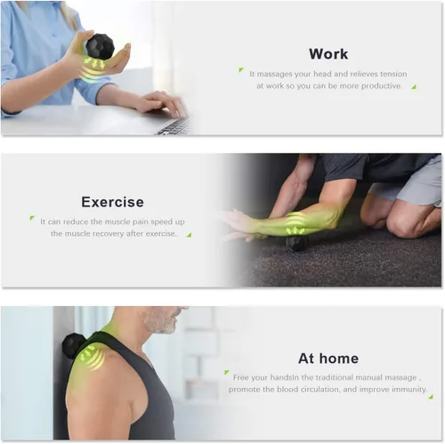 Vista 2 de Bola de Masaje Vibradora Eléctrica, Rodillo de Masaje de 2 Velocidades para Fitness, Yoga, Pilates y Terapia Física para Combatir los Músculos