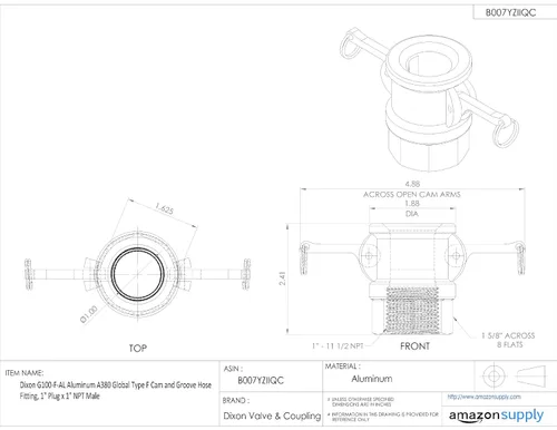 Vista 3 de Dixon Aluminum enchufe macho NPT por ajustador A380 tipo F global, 1