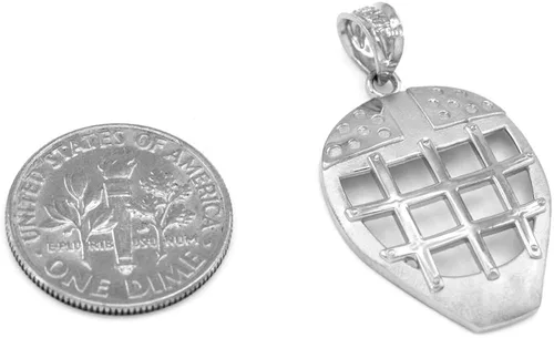 Vista 2 de Collar con colgante de plata de ley 925 con máscara de portero de hockey