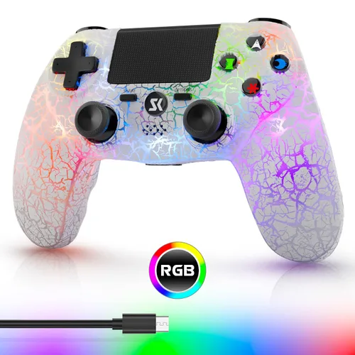 Vista 8 de 2 Pack Wireless Controller for PS4, LED Backlit Controllers for PS4/Pro/Slim, 1000mAh Battery, Double Shock 6-Axis Motion Sensor, Adjustable RGB