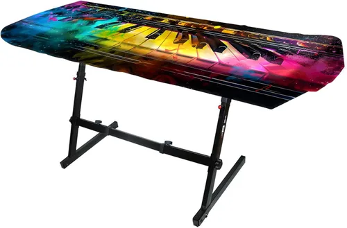 Vista 8 de Nuxovilar Cubierta elástica de 88 teclas para teclado y piano, a prueba de polvo, seda de leche elástica con neón, patrón de teclas de teclado