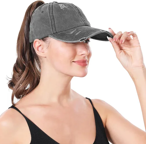 Vista 4 de Gorra de béisbol ajustable para mujer, diseño de moño desordenado, de perfil bajo, para papá