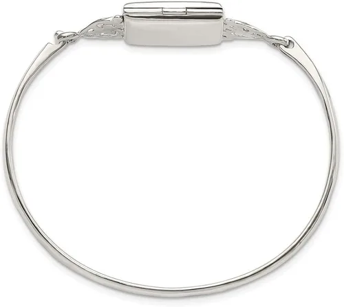 Vista 2 de QB1211 - Brazalete rectangular pulido de plata de ley de 0.787in, estilo medallón de 0.140in, Metal, no conocido