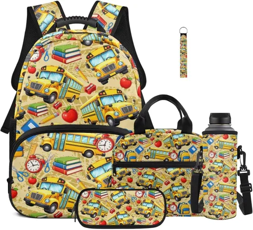 Vista 33 de Bulopur Eagle American Flag Print Kids Backpack Boys Elementary School 17 Inch Bookbag With Lunch Bag Water Bottle Holder Keychain Pencil Case 5