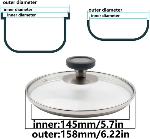 Vista 2 de Tapa de cristal transparente de 6 pulgadas para sartén de repuesto