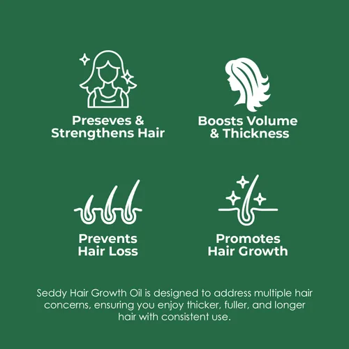Vista 3 de Seddy Aceite para el crecimiento del cabello con biotina, cafeína, palma enana americana, romero, ricino y jojoba - Tratamiento del cuero cabelludo