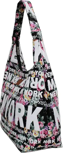 Vista 2 de Robin Ruth New York Floral Algodón Hobo Bolso de hombro grande (negro), Negro