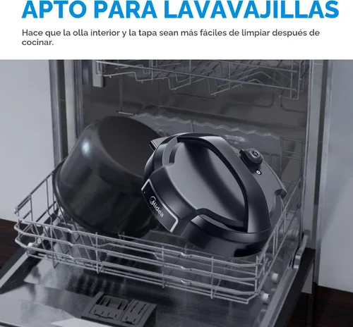 Vista 9 de Midea Olla a presión eléctrica 12 en 1, 6 cuartos de galón, 12 preajustes, olla de cocción lenta programable multifuncional, olla arrocera Negro