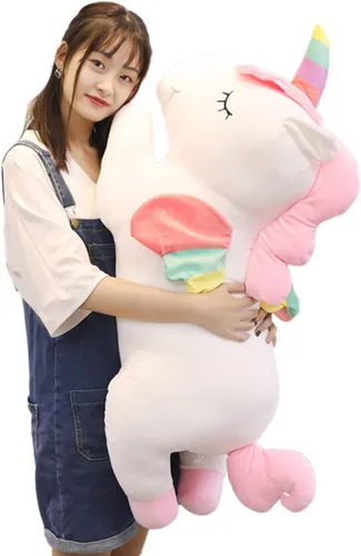 Vista 14 de Animales de peluche de unicornio, almohada suave de unicornio para abrazar, regalo para niños (rosa, 12 pulgadas)