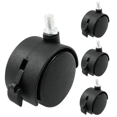 Vista 11 de 4 piezas de ruedas giratorias de 1 pulgada, ruedas de placa de nylon negro, ruedas giratorias de placa resistente de repuesto para muebles, carro