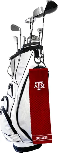 Vista 2 de Team Golf NCAA Texas A&M Aggies Toalla de golf bordada, diseño a cuadros y logotipo bordado