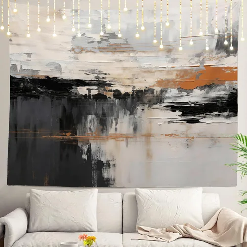 Vista 32 de Shrahala Tapiz de pared de hojas de arce otoñal, hojas rojas llameantes, fondo negro, tapiz grande para colgar en la pared, tapiz decorativo